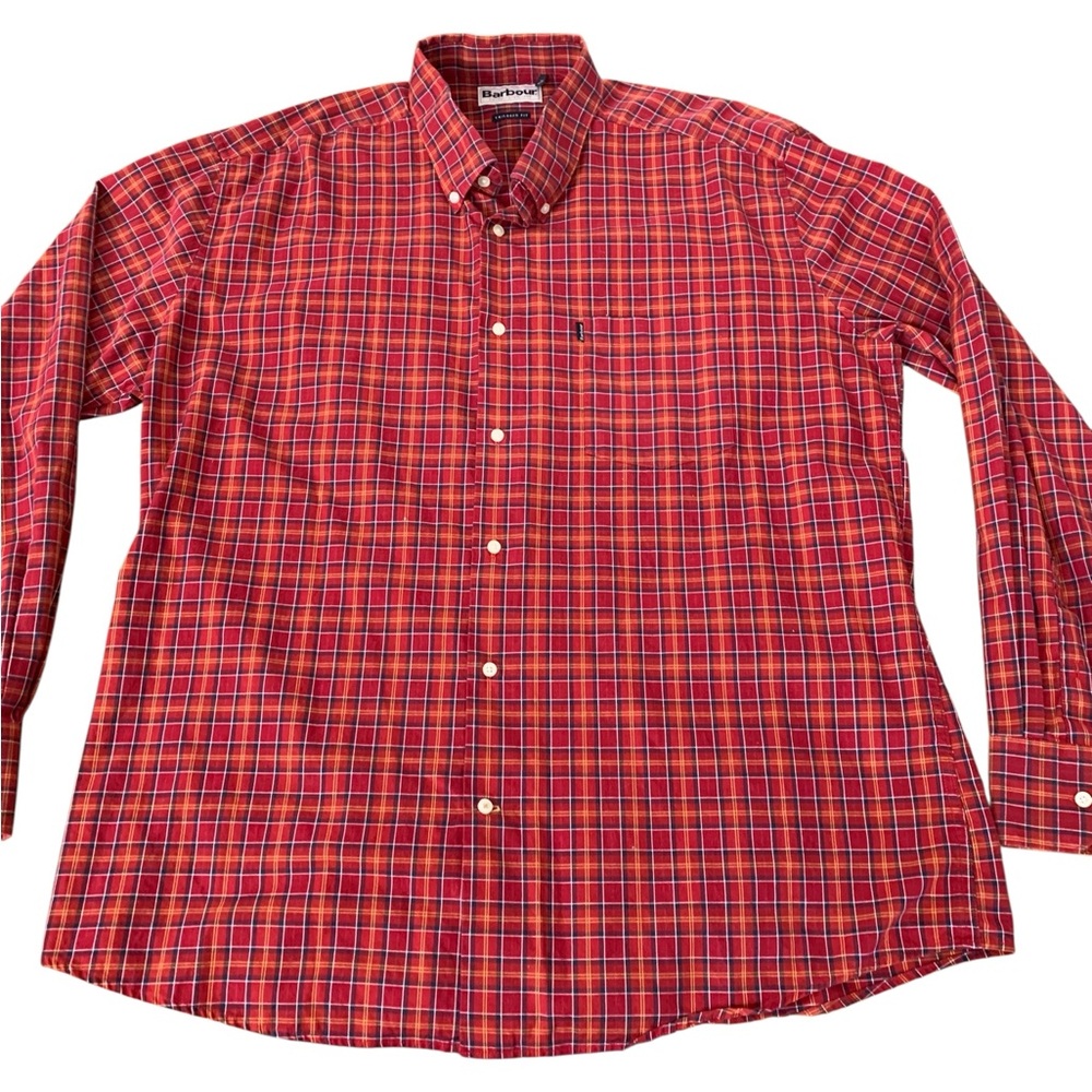 Barbour Rory Tailored Fit Button Down Shirt in Country Red Sz XLarge